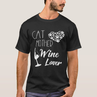 Kat Moeder Wijnliefhebber Shirt Hart Vol Pootjes K