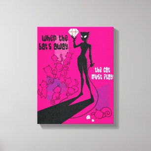 Kat moet worden afgespeeld canvas afdruk
