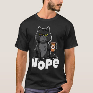 Kat Motief Kat Koffie Pret Retro Zeggen Nee T-shirt