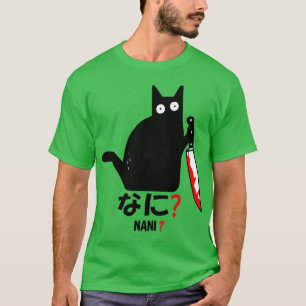 Kat Nani Murderous Black Cat met Knife Halloween T-shirt