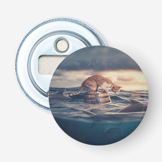 Kat Nap Droom of Nachtmerrie Button Flesopener (Voorkant)