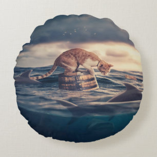 Kat Nap Droom of Nachtmerrie Rond Kussen