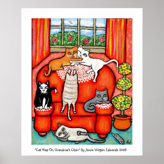 Kat Nap op oma's voorzitter Poster (Voorkant)
