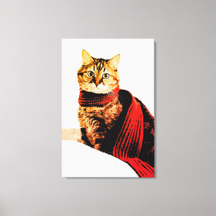 Kat, Natuur, sjaal Canvas Afdruk