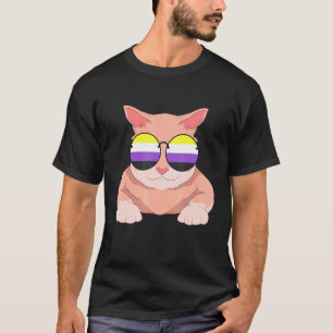Kat Niet-binaire Vlag Zonnebril Lgbt Pride Non Bin T-shirt