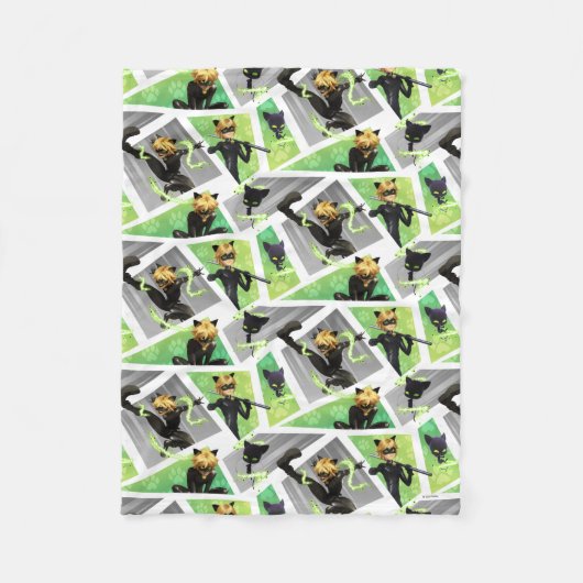 Kat Noir & Plagpatroon Fleece Deken (Voorkant)