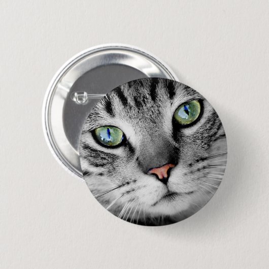 Kat ogen ronde button 5,7 cm (Voorkant /achterkant)