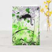 Kat omhoog - wenskaart kaart (Gele Bloem)