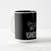 Kat omtrek met zwart feliene gratiegedicht tweekleurige koffiemok (Voorkant links)