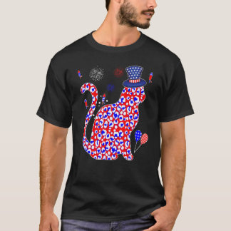 Kat Onafhankelijkheidsdag, Vlag van de VS Luipaar T-shirt