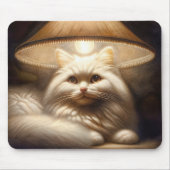 Kat onder een lampenkap schilderij muismat (Voorkant)