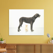 Kat onder Great Dane Canvas Afdruk (Insitu (Woonkamer))