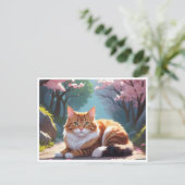 Kat onder Sakuraboom briefkaart (Staand voorkant)