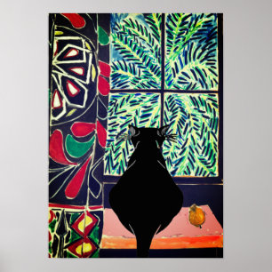 Kat onder Venster, na Matisse Poster
