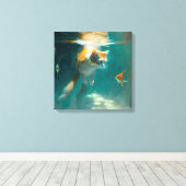 Kat onderwater Wateren vis - Gewatteerd canvas (Insitu (Houten vloer))