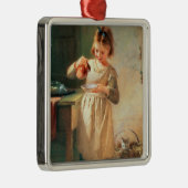 Kat ontbijt metalen ornament (Rechts)