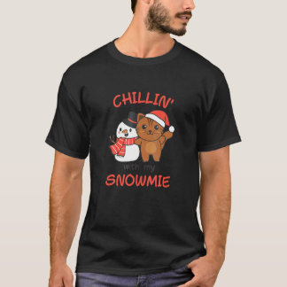 Kat Ontspannen Met Mijn Sneeuwmie Sneeuwman Pun T-shirt