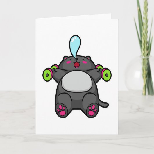 Kat op borst training met halters kaart (Voorkant)