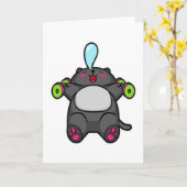 Kat op borst training met halters kaart (Gele Bloem)