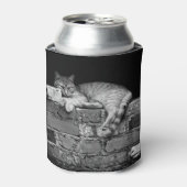 Kat op Brick Wall Blikjeskoeler (Blikje Voorkant)