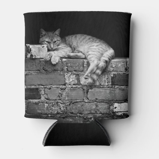 Kat op Brick Wall Blikjeskoeler (Voorkant)