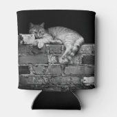 Kat op Brick Wall Blikjeskoeler (Achterkant)