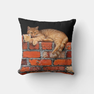 Kat op Brick Wall Kussen
