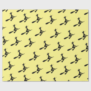 Kat op broomstick cadeaupapier