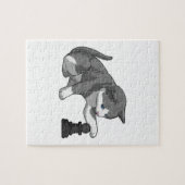 Kat op Chess met Chess-stuk bisschop Legpuzzel (Horizontaal)