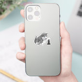 Kat op Chess met Chess-stuk bisschop Sticker (Telefoon)