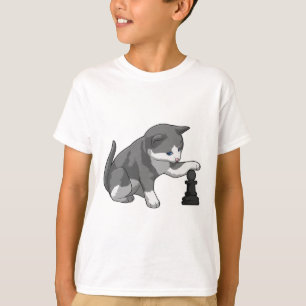 Kat op Chess met Chess-stuk bisschop T-shirt
