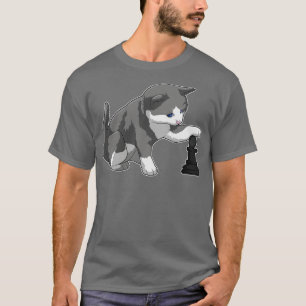 Kat op Chess met Chess-stuk bisschop T-shirt