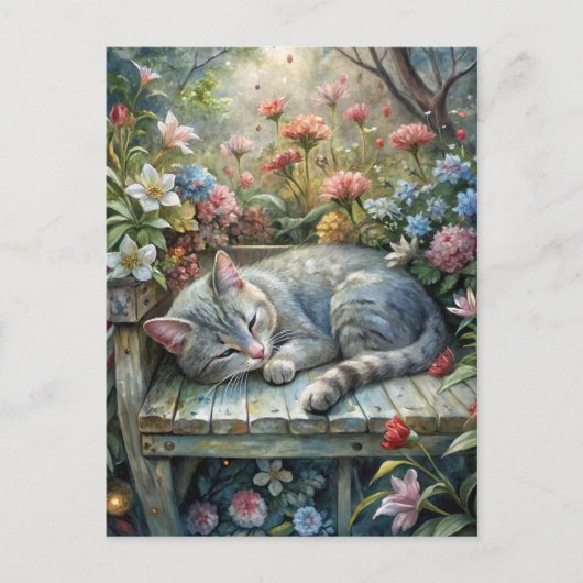 Kat op de bank briefkaart (Voorkant)