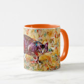 Kat op de beker voor kleurrijke kunst van de prowl mok (Voorkant rechts)