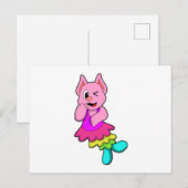 Kat op de dans met rok briefkaart (Voorkant / Achterkant)