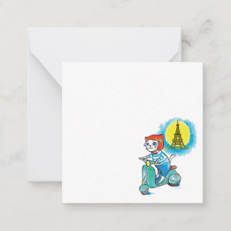 Kat op de fiets in Parijs Notitiekaartje