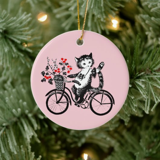  Kat op de fiets Keramisch Ornament (Boom)