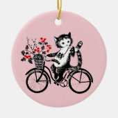  Kat op de fiets Keramisch Ornament (Voorkant)