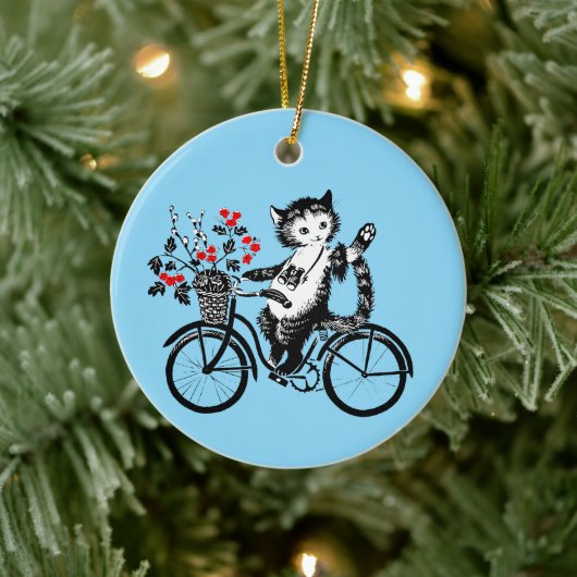 Kat op de fiets Keramisch Ornament (Boom)