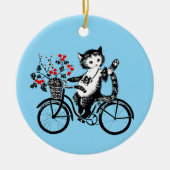 Kat op de fiets Keramisch Ornament (Voorkant)