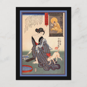 Kat op de kimono briefkaart