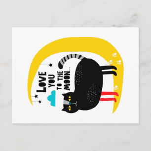 Kat op de maan briefkaart