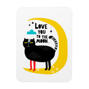 Kat op de maan magneet