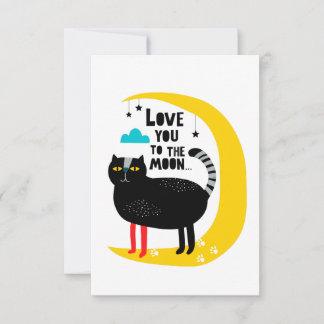 Kat op de maan RSVP kaartje