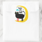 Kat op de maan vierkante sticker (Tas)