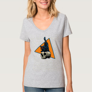Kat op de schedel Schattige Meisjes Vrouwen Hallow T-shirt