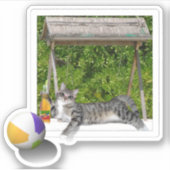 Kat op de strand sticker (Voorkant)