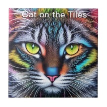 Kat op de Tegels Keramische Tegel Portret