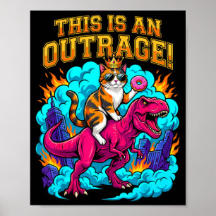 Kat op dinosaurus rijden dit is een schandaal surr poster