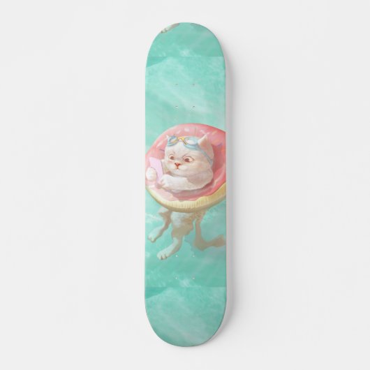 Kat op Donut Pool Float Skateboard (Voorkant)